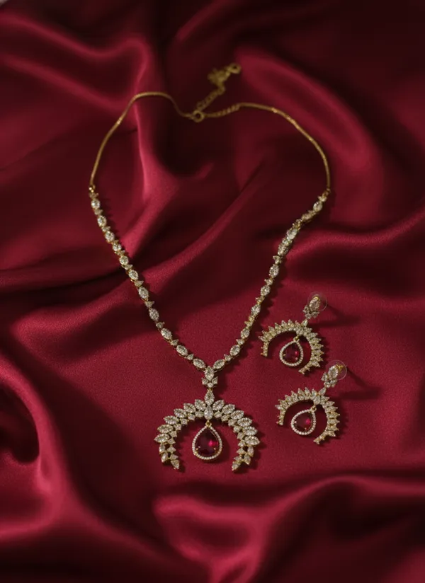 Pink_Brass_Necklace_Set_For_Women